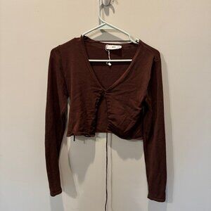 Brown long sleeve crop top.Size S.